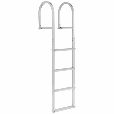 Removable Dock Ladder, 4 Steps, Aluminum Alloy Pontoon Boat Swim Ladder, with Non-Slip Wide Steps, 500 lbs Weight Capacity, Quick Release Design, for Lake Swimming, Pool, Boat, Marine Boarding