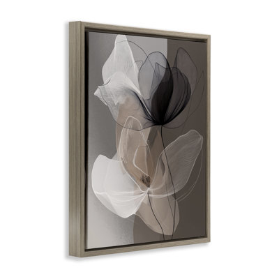 Brown Gossamer Flowers Gold Framed Floater Canvas Wall Art, design by Annabelle Hall
