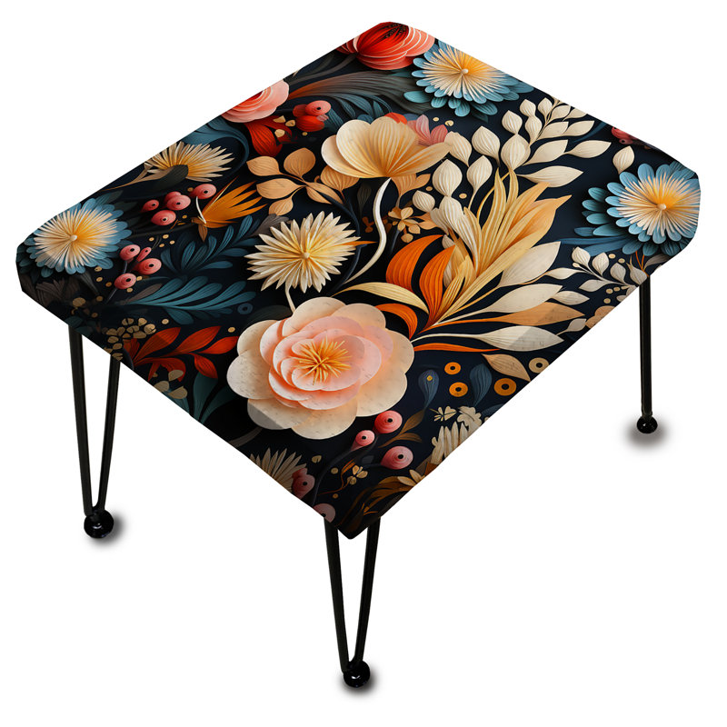 Pink And Blue Modern Floral Fusion Dreams - Floral Rectangle Ottoman