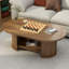 Table basse ovale cannelée, table basse en bois de ferme de 47 po, table basse Mid-Century à 2 niveaux avec tablette de rangement, table d'appoint centrale avec base double, tables de salon Boho pour bureau de salon, noyer