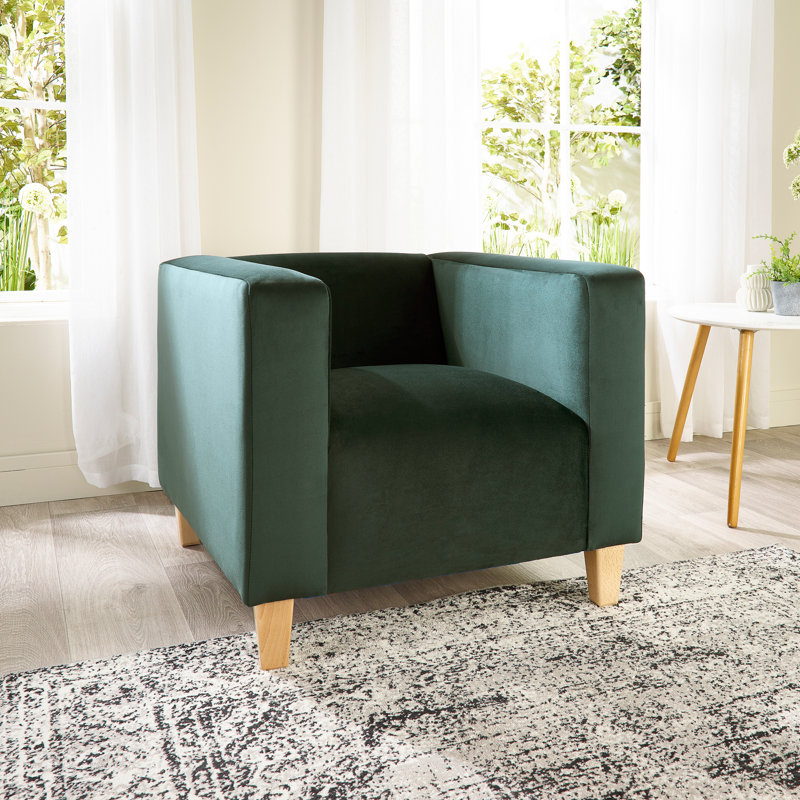 Audu Velvet Armchair, Green