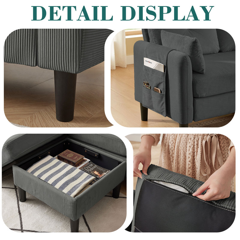 Susete 3 - Piece Living Room Set, Dark Grey