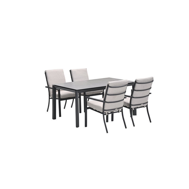 Shalyn 5 Piece 4 person 160cm L Outdoor Dining Set with Cibecue Dining Chairs, Sand