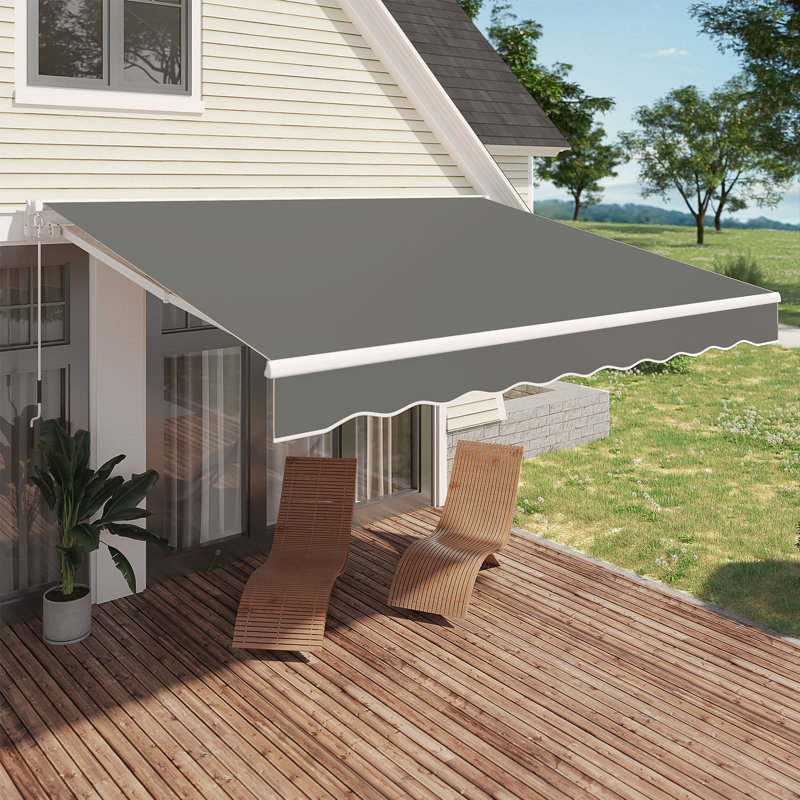 Auvent de terrasse à pente manuelle AECOJoy, l 156 po x P 120 po, Gris, Couleur unie