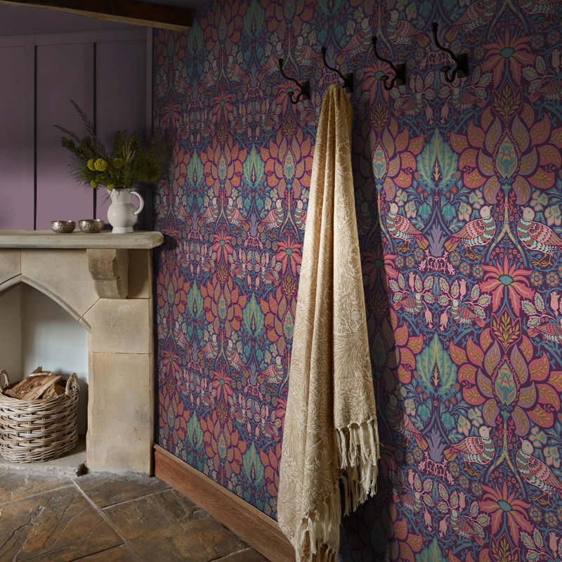 William Morris at Home Dove & Rose Carnival Wallpaper, Purple