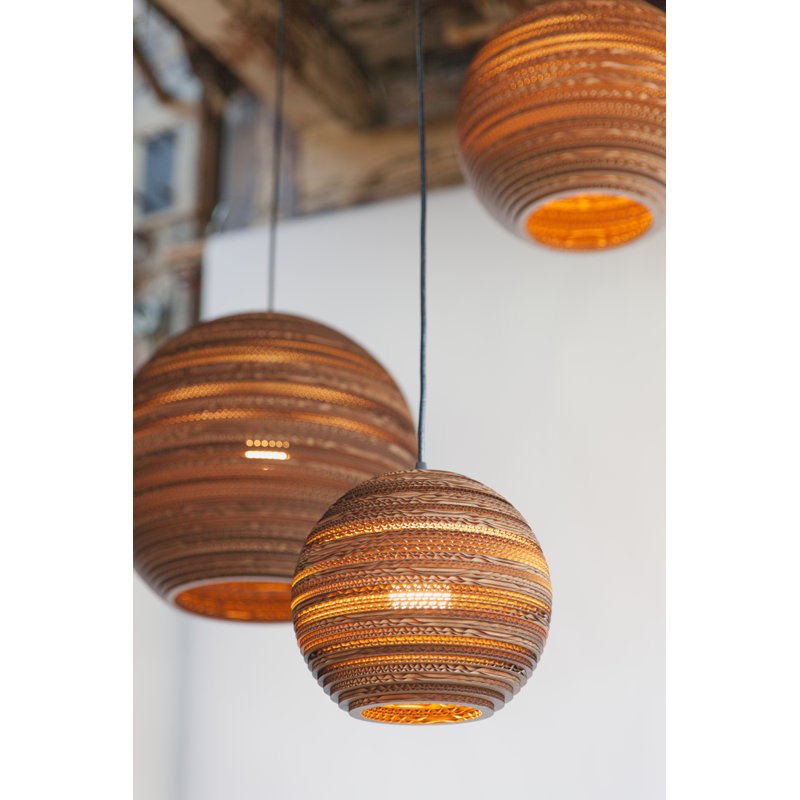 Scraplights Recycled Cardboard Pendant Light - Disc, Brown, 9" H x 20" W x 20" D