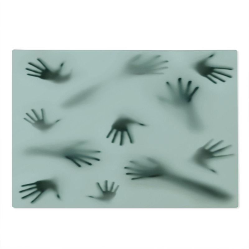 Ambesonne Horror Cutting Board Large Size Ghost Alien Emerald