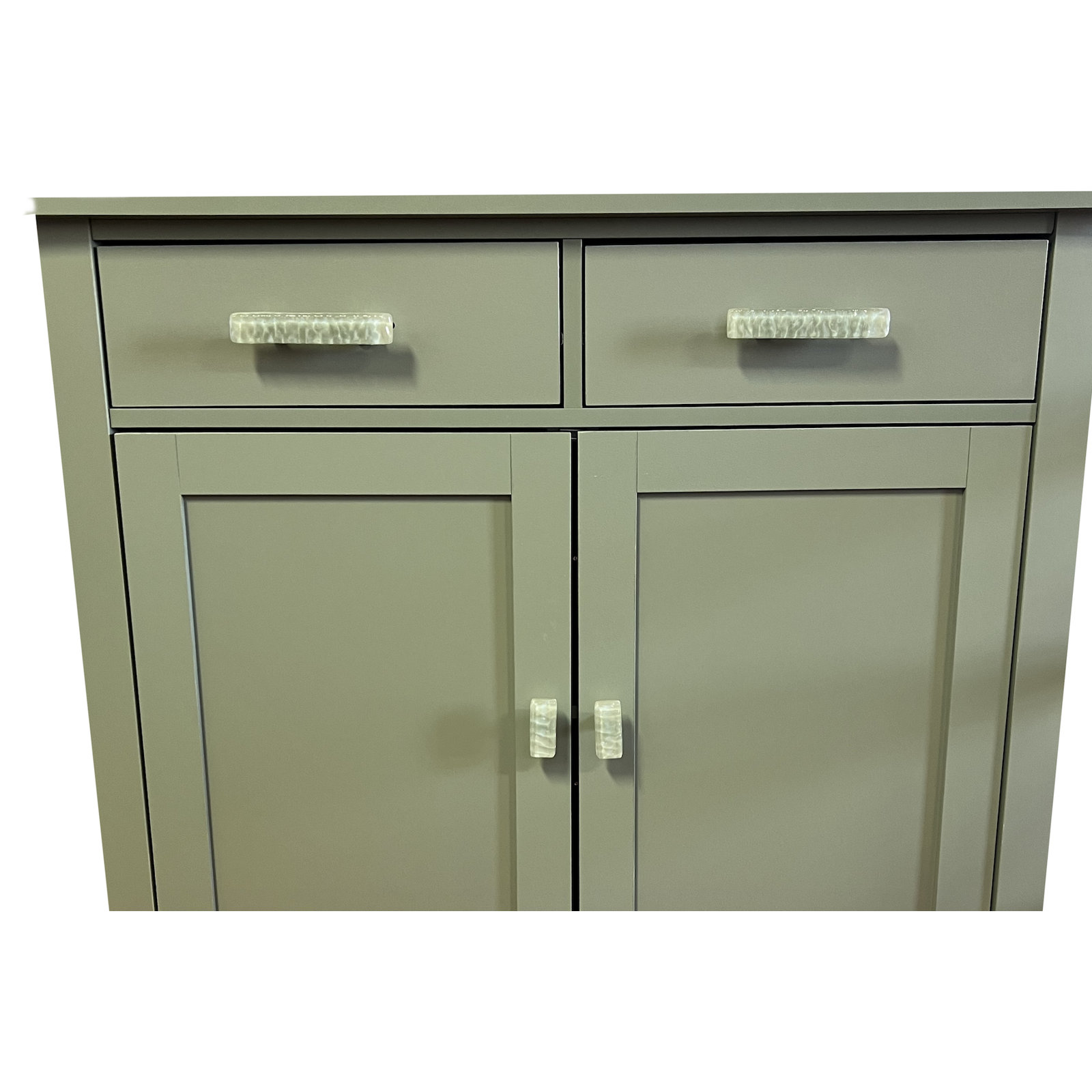 Glacier Square Knob Knob, Satin Nickel, Bluish Gray