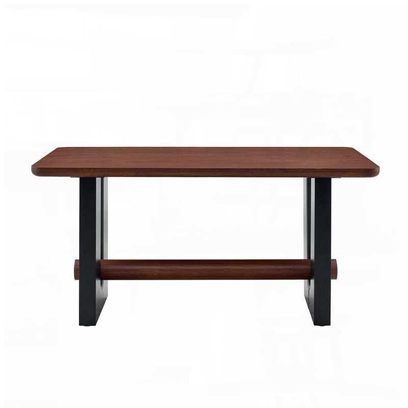 All-MDF Walnut & Black Dining Table - Compact 2-4 Person, Modern
