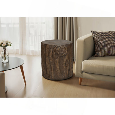 Table d'appoint, H 25 po, intérieur ou extérieur, tambour, table de bout, table de chevet, ronde, table d'appoint, salon, chambre à coucher, noyer, contemporain, moderne