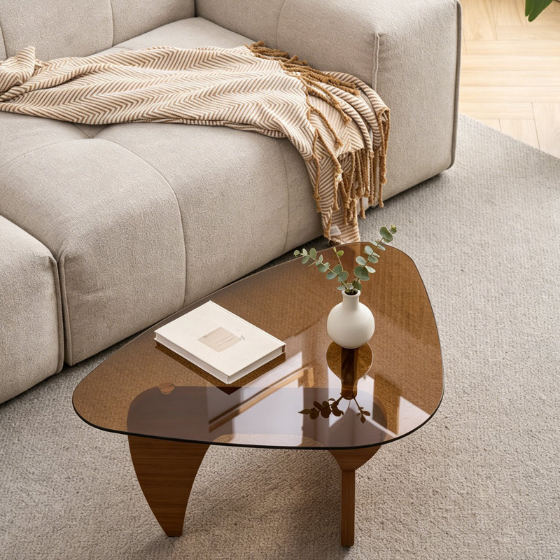 Century Modern Wood Center Table Small Farmhouse Coffee Table For Living Room, Brown, Brown, Brown