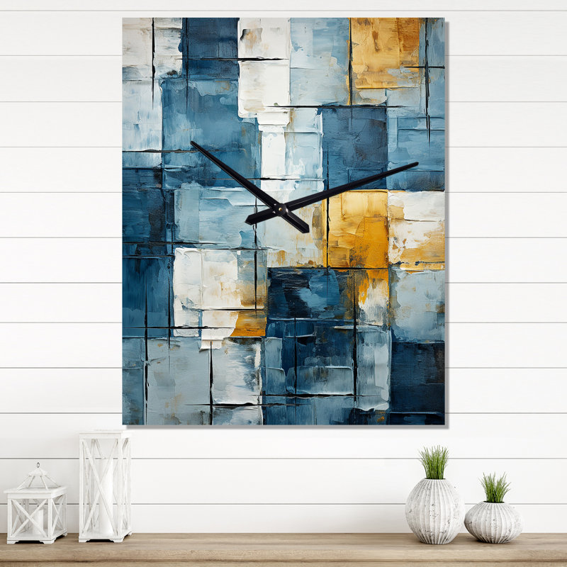 Horloge murale Cerulean Cubism Shapes I - Abstract Shapes, Très grand