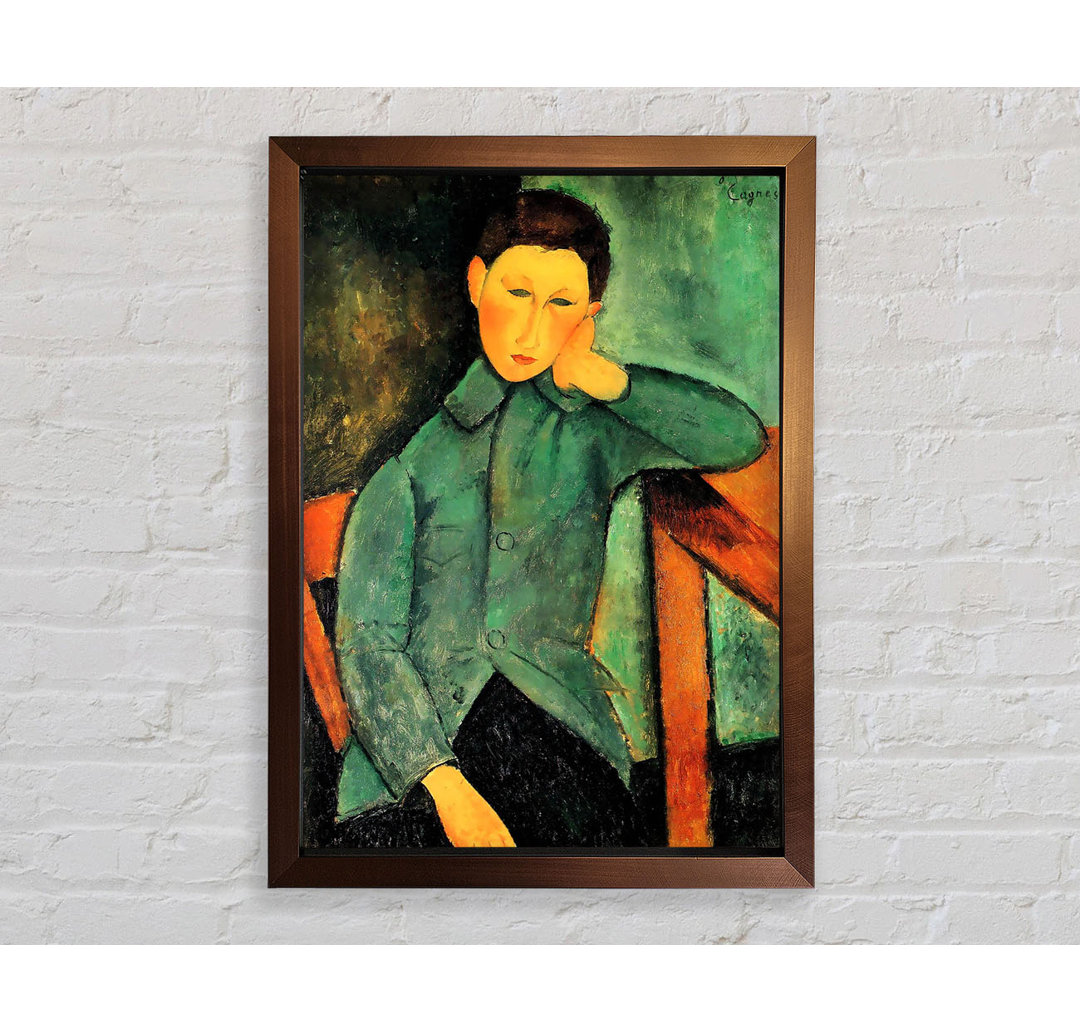 Boy In A Blue Jacket von Amedeo Modigliani - Einzelne Bilderrahmen Kunstdrucke