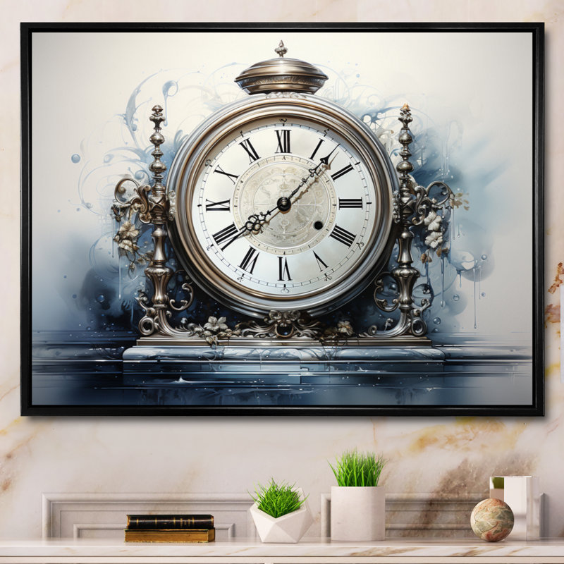 Horloge, reflets intemporels - impression, Cadre flottant noir, H 34 po x l 44 po x P 1,5 po