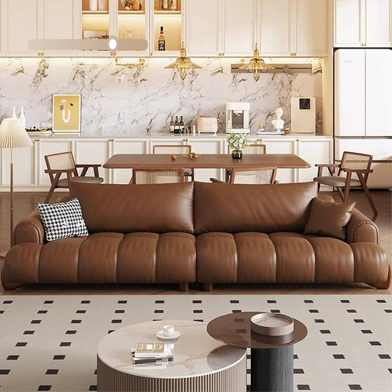 Brown Genuine Leather Modular Sofa