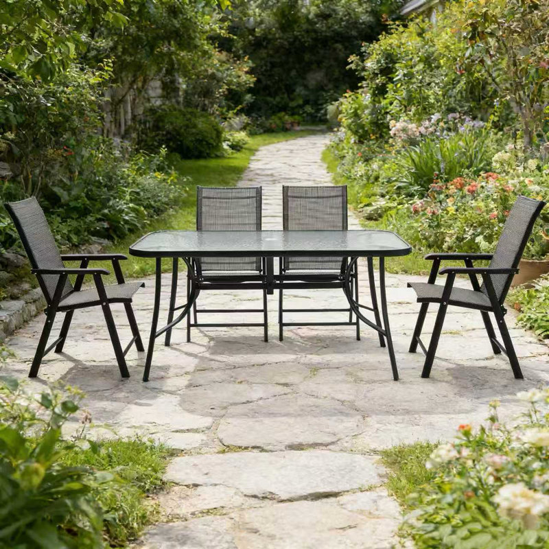 Grace-Leigh Square Table Set, 72cm H x 80cm W x 120cm L, Black, No