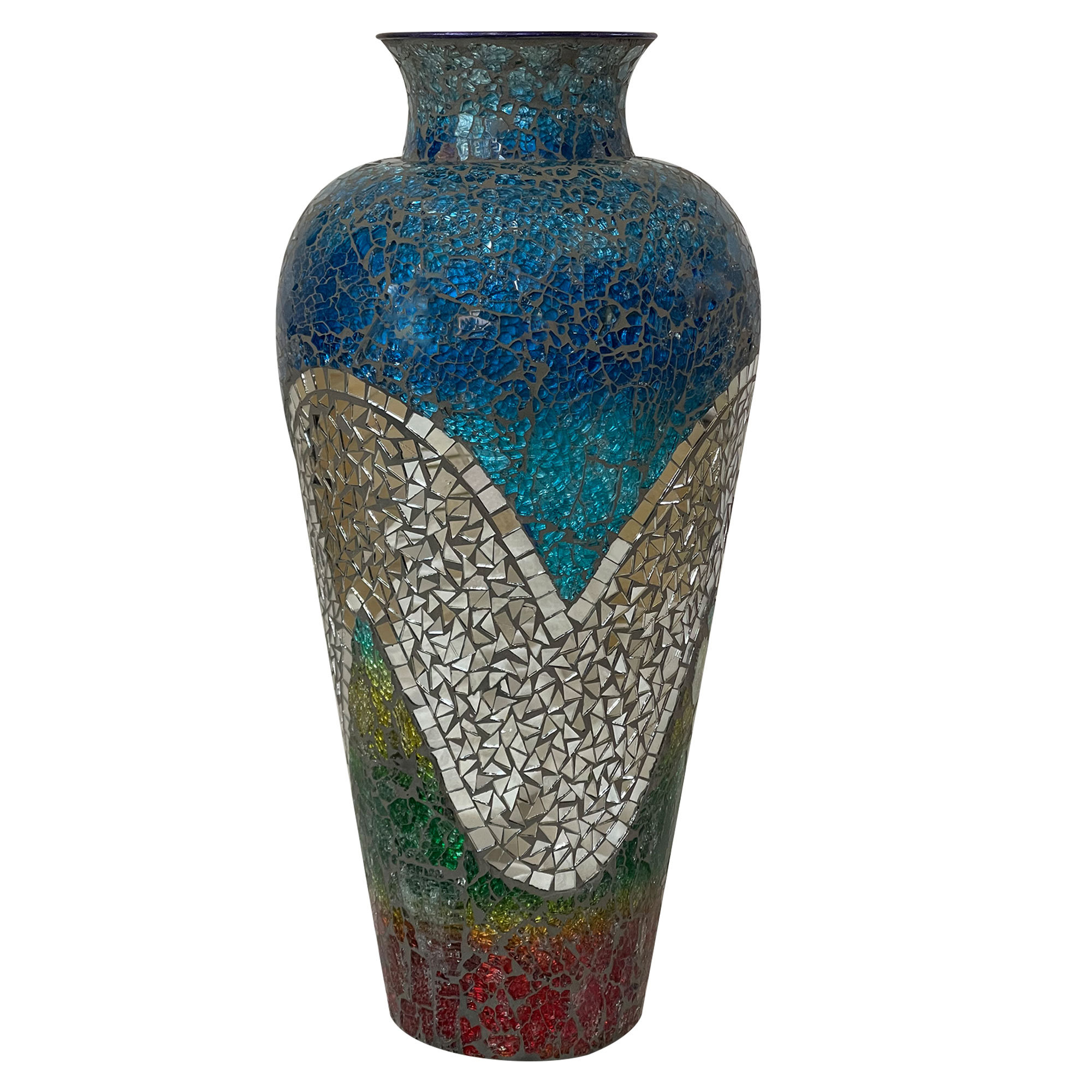 Bungalow Rose Lavail Tall Decorative Floor Vase Glass Mosaic Vase for