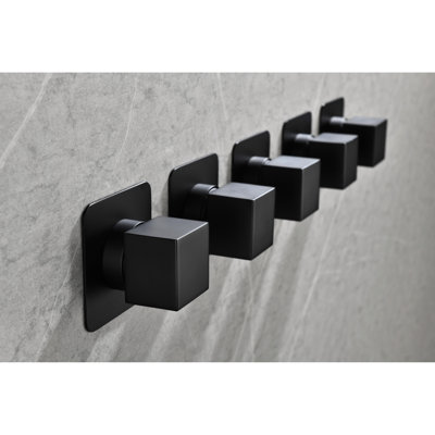Corps de la valve de douche principale - Laiton ajustable en métal coulé de 3/4 po à hauteur de 2,18 po - Poignée de contrôle du volume de la rouille - 3,6 po - Noir mat