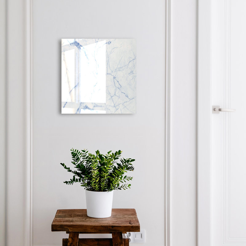 Wall mounted key box, Opens to the right, 30x30x5, White, marble pattern in blue tones, 