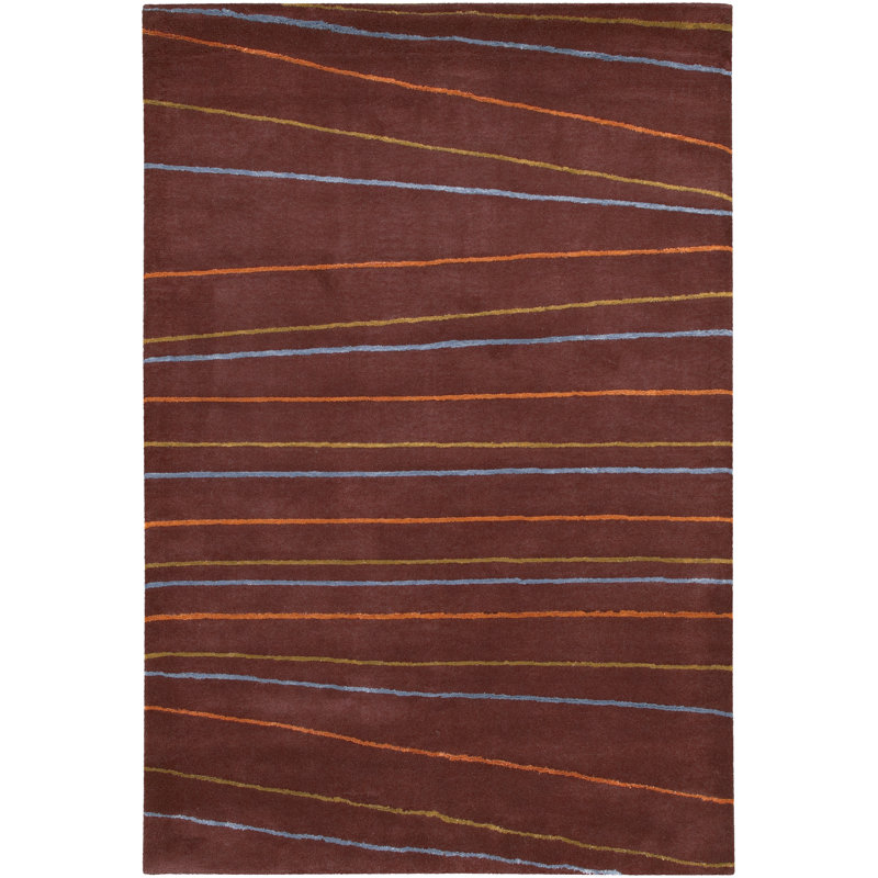 Tapis brun en soie touffeté à la main à motif géométrique Christasia, Rectangulaire 2 pi x 3 pi