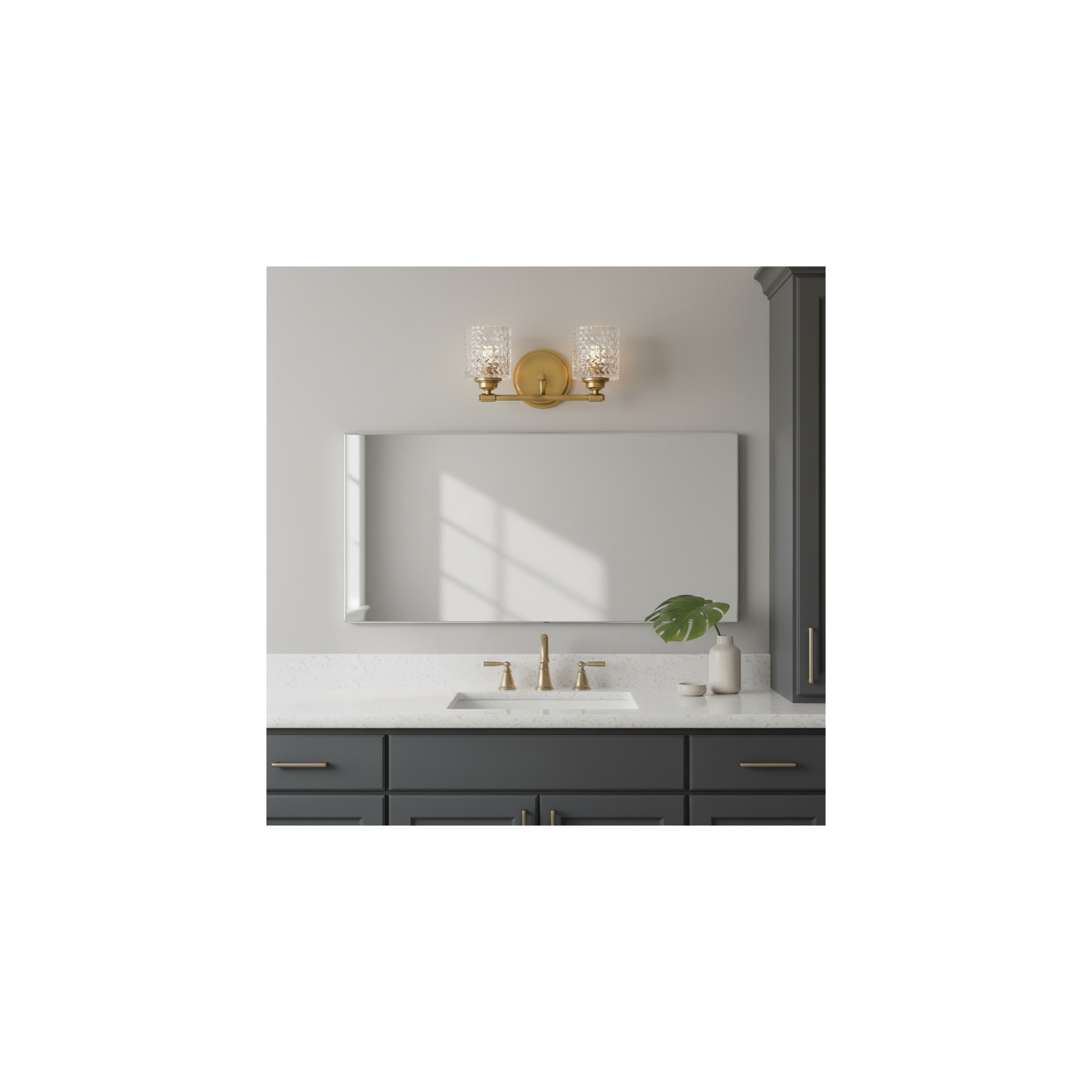Shannon 2 Light Dimmable Vanity Light, Heritage Brass