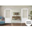 Porte de grange double robuste avec | Felicia 3599 soie blanche avec verre transparent | Ensemble de cintres de rail argentés de 13 pi | Portes intérieures solides-110333974
