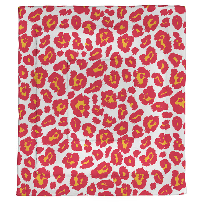 Polyester Animal Print Comforter, Twin XL Comforter, Red/Yellow