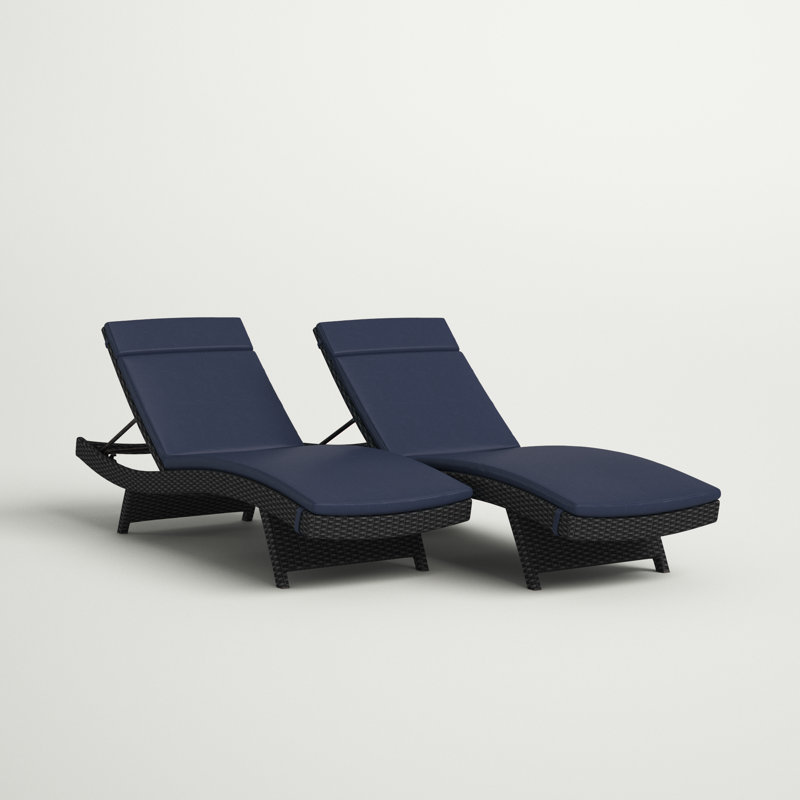 Ensemble de chaises longues inclinables 79,5 "avec coussins Blaise, Bleu marine