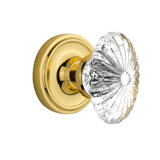Classic Rosette with Oval Fluted Crystal Door Knob