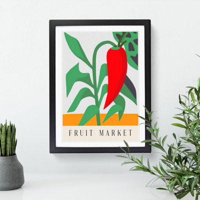 Fruit Market Exhibition Red Chili Pepper Vol.6 - Single Picture Frame Print on Wood