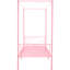 Cadre de lit à baldaquin simple en acier rose, tête de lit, conception à quatre colonnes, 12,4 po pour rangement, lattes, lit en métal facile à assembler, affiches, espace de rangement, structure renforcée, joints antibruit, installation rapide