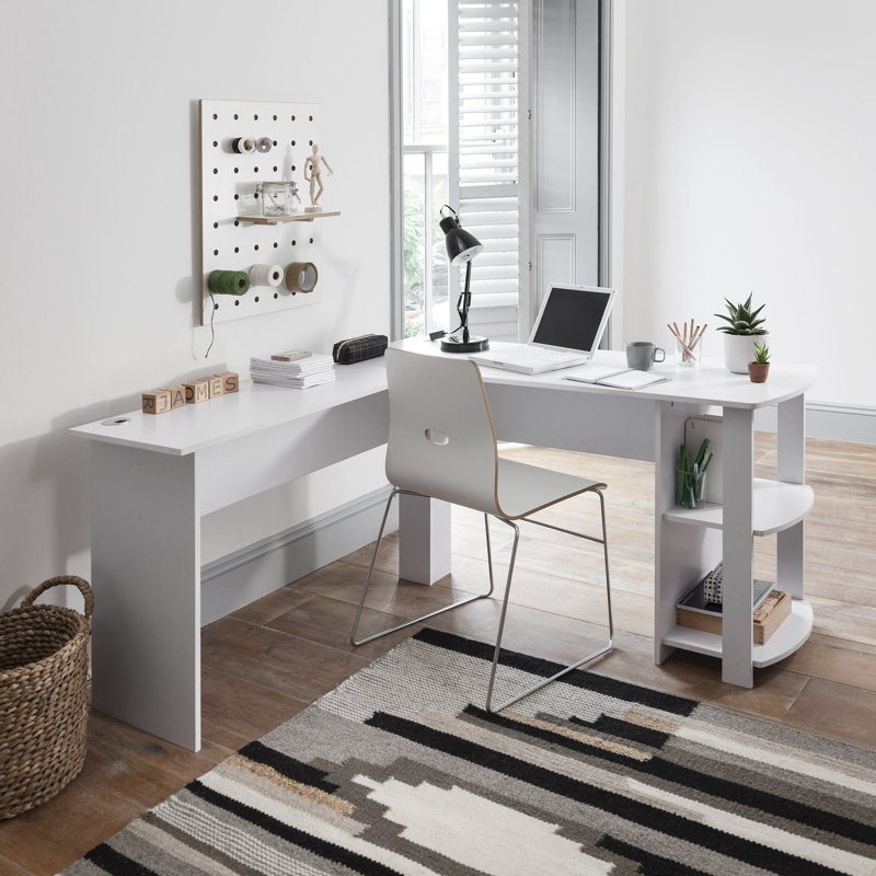 Glenhaven L-Shaped Computer Desk, White