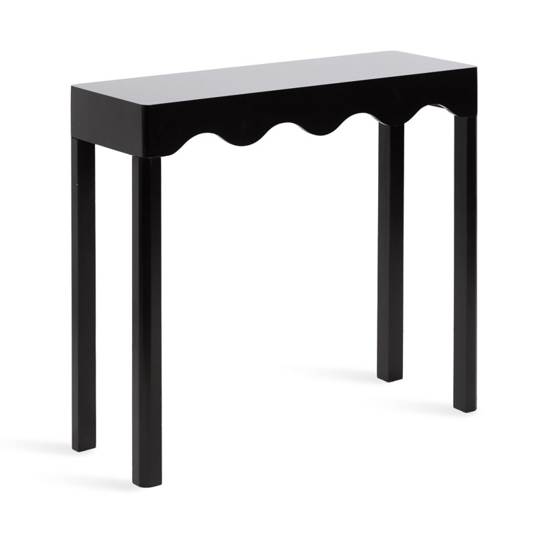 Maida Rectangle Wooden Curvy Console Table, Black