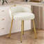 Fauteuil de coiffeuse pivotant à 360 ° avec tabouret d'appoint à dossier bas pour salle de bain et salon, similicuir, blanc-483809544