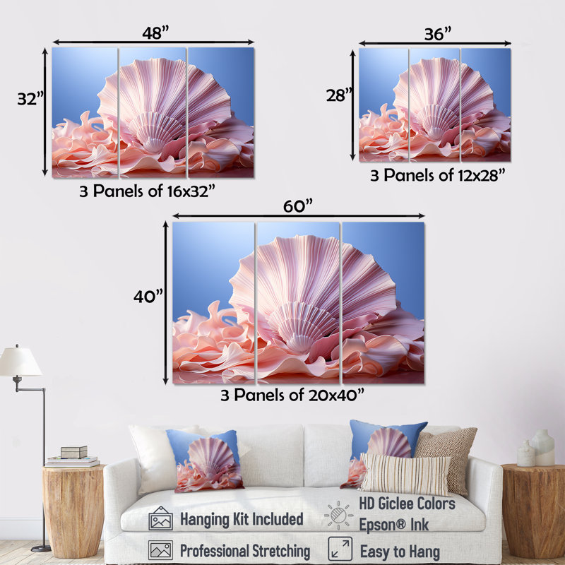 Ensemble de salon romantique Seashells I - coquillage romantique, H 28 po x l 36 po x P 1 po
