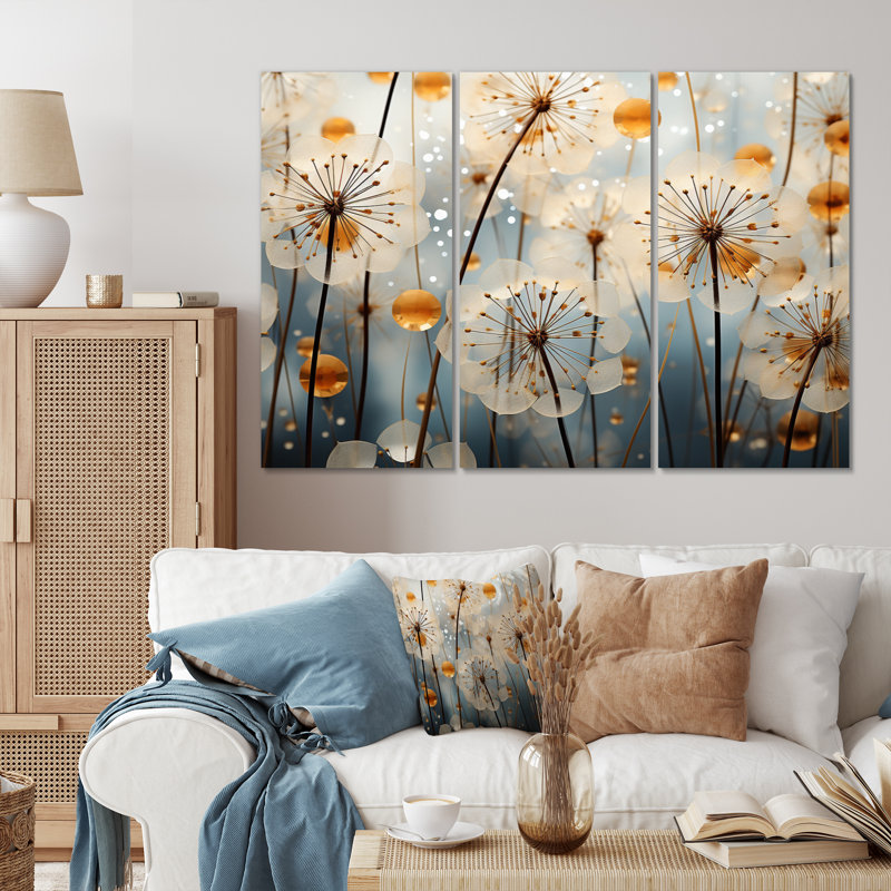 Dandelion Natures Sunbursts II sur toile, 3 pièces, H 40 po x l 60 po