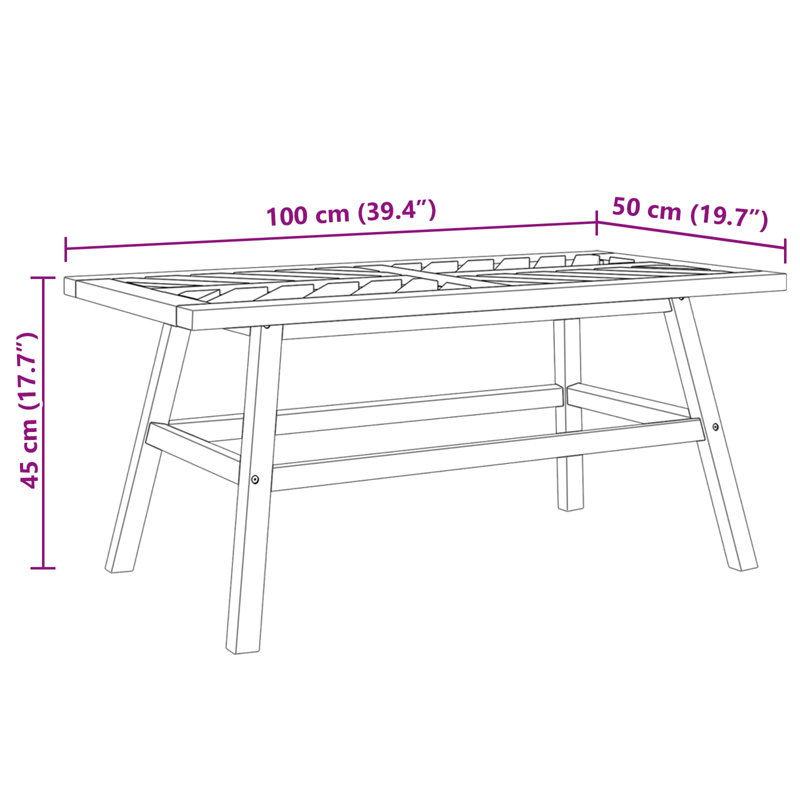 2 - Person Acacia Patio Dining Set with Rectangular Table