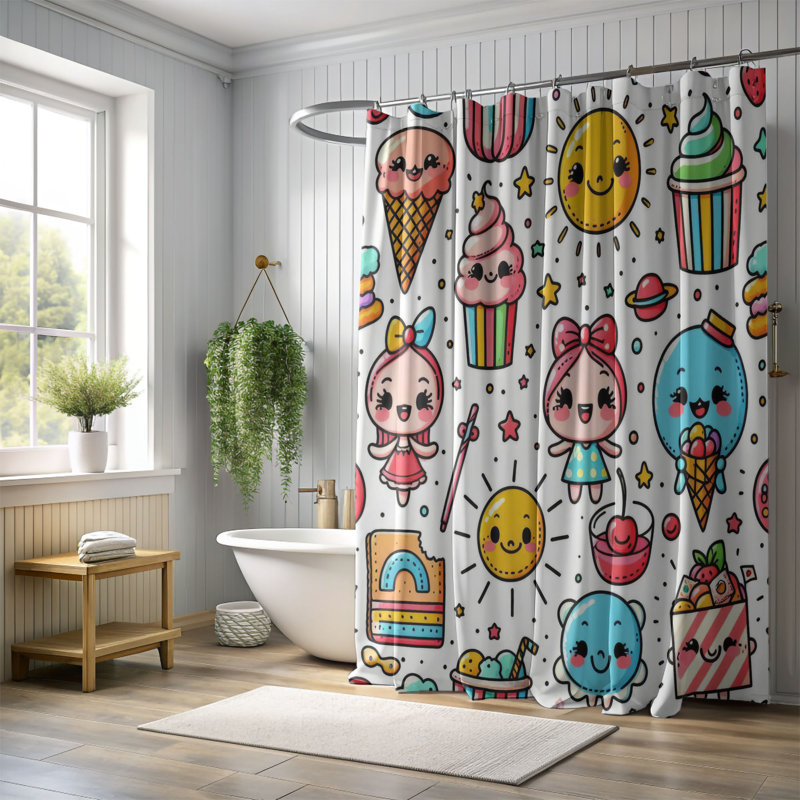 Bold Pop Patterns - 1 Piece Standard Shower Curtain, 74"H x 71"W