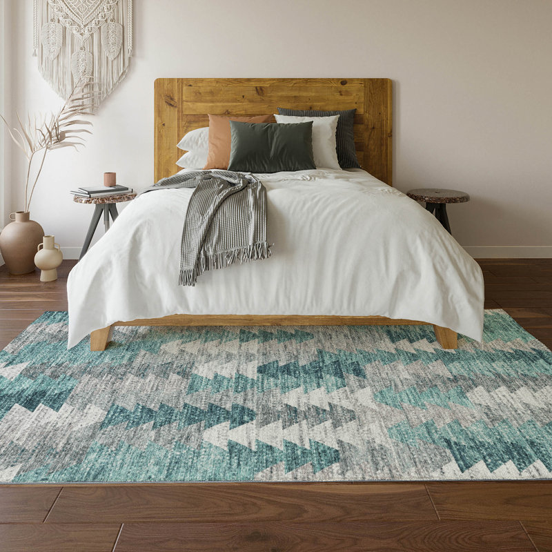 Addison Red Rectangular Washable Synthetic Rug 5' x 7'