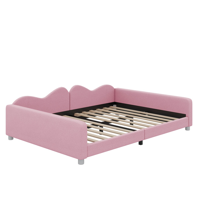 Canapé-lit rembourré avec dossier en forme de nuage, Double, Rose