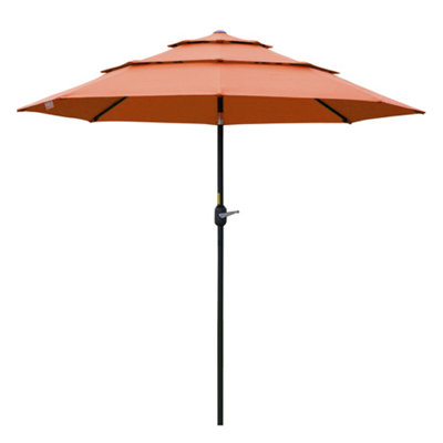 9' Cantilever Offset Patio Umbrella 104.25" Dia, Push Button Tilt, 3-Tier Vented, Orange Black
