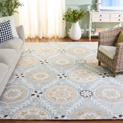 Tapis en coton touffeté à la main Jardin Ivoire / Gris clair