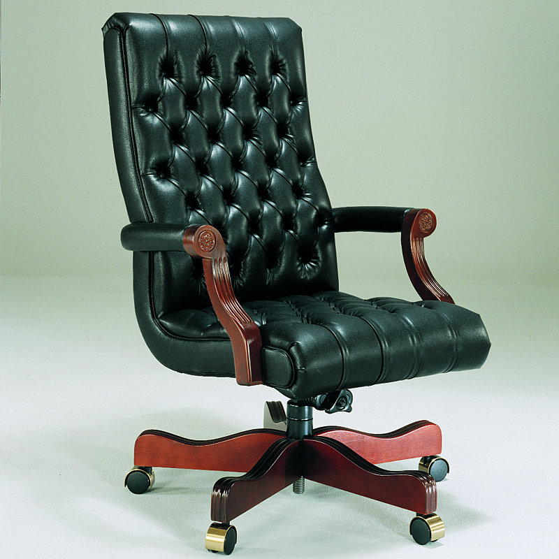 Fauteuil de direction à sangles élastiques, Noir, Noyer, Non inclus