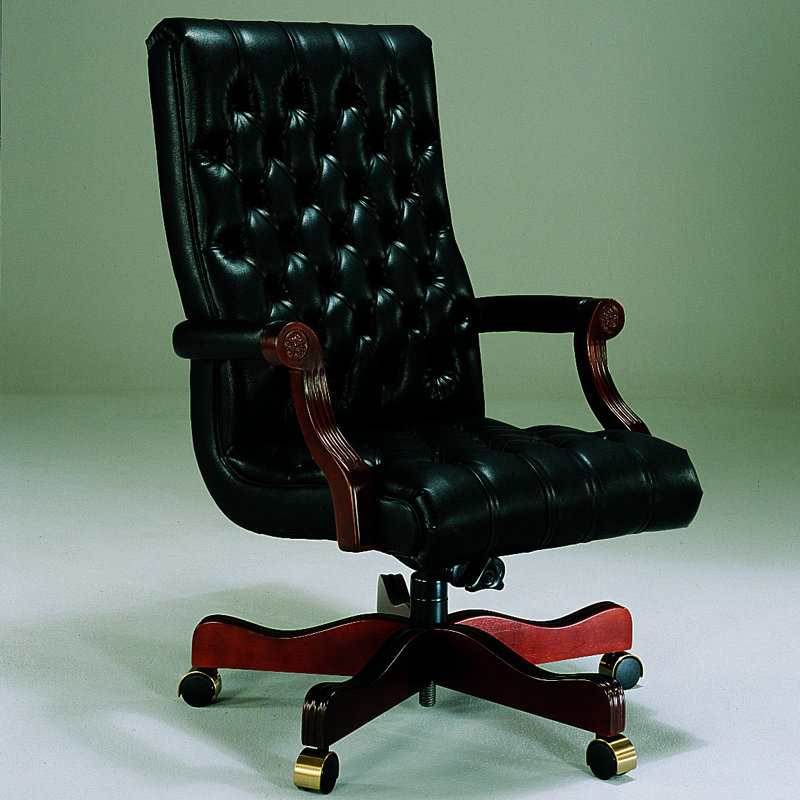 Fauteuil de direction à sangles élastiques, Non inclus, Ciel, Acajou