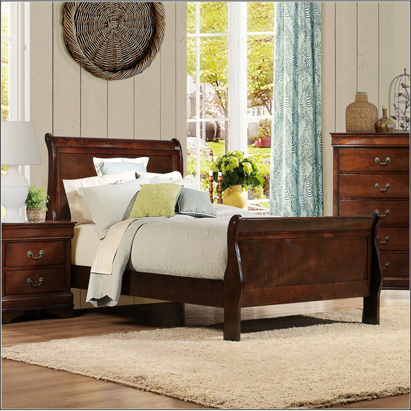 Panel Sleigh Bed Crafted from for Bedroom, Offering Comfortable Rest and a Relaxing Retreat, Red, Twin
