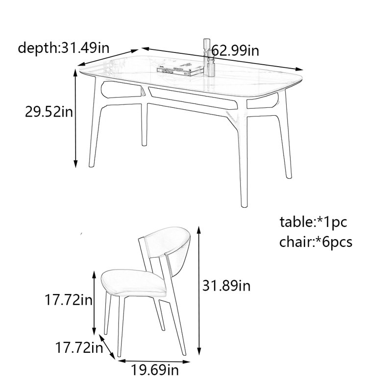 Ensemble de table et chaises Smooth Rock Plate, H 29,52 po x L 62,99 po x l 31,49 po