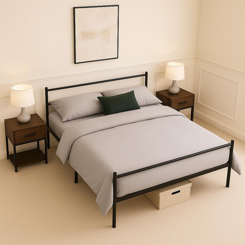 Mahim Metal Bed, Black, Double (4'6)