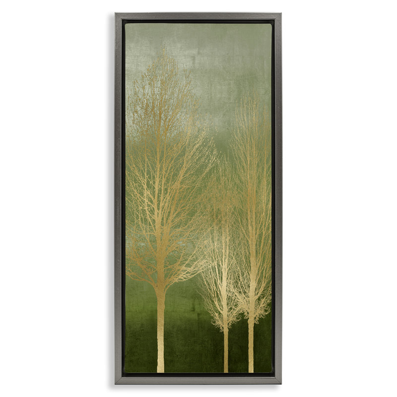 Cadre flottant à branches dorées Tranquil, design par Kate Bennett, H 31 po x l 15 po, Cadre flottant gris lustré