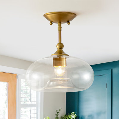 1-light Clear Glass Semi-flush Mount