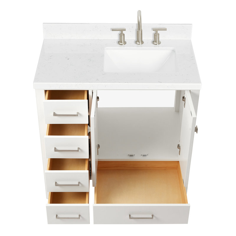  Meuble-lavabo simple 36,25 po avec comptoir, Blanc